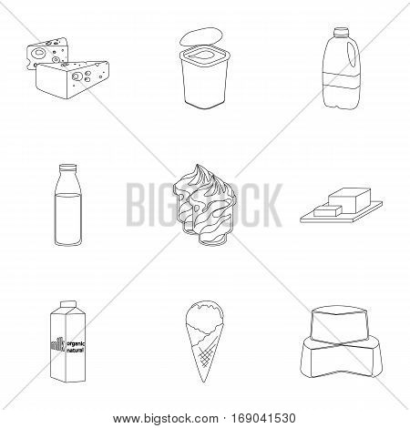 Milk product and sweet set icons in outline design. Big collection of milk product and sweet vector symbol stock illustration