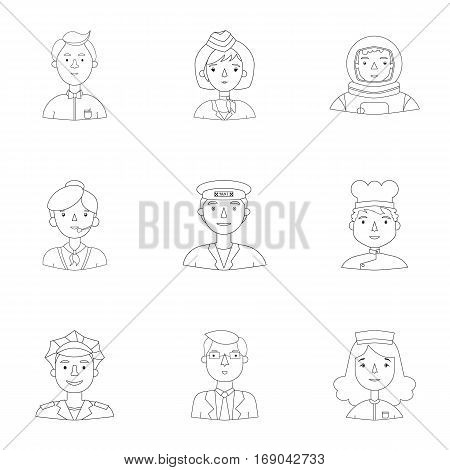 People of different profession set icons in outline design. Big collection of people of different profession vector symbol stock illustration