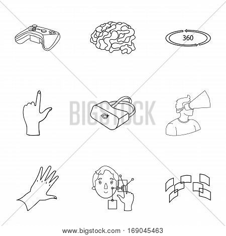 Virtual reality set icons in outline design. Big collection of virtual reality vector symbol stock illustration
