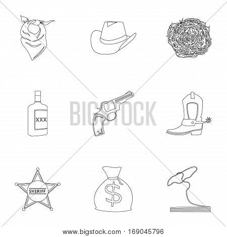 Wild west set icons in outline style. Big collection of wild west vector symbol stock