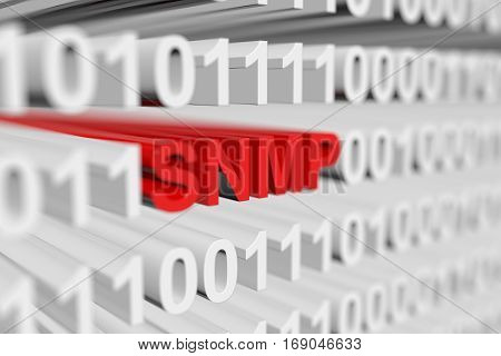 snmp as a binary code with blurred background 3D illustration
