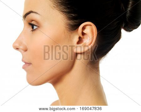 Side view of young woman face
