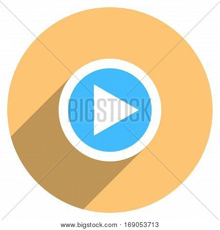Use it in all your designs. Arrow sign play icon in circle shape. Multimedia audio video movie interface button in flat long shadow style. Vector illustration a graphic element.