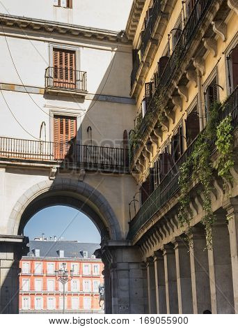 Madrid (Spain): the historic Plaza Mayor in a summer afternonn