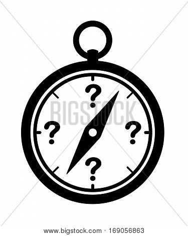 Compass icon with question marks orientation concept vector illustration
