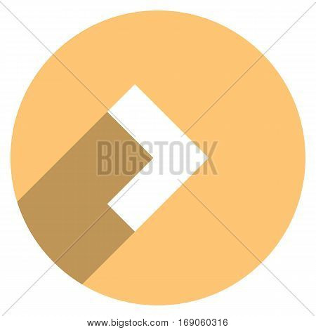 Use it in all your designs. Arrow sign direction icon in circular shape. Flat web internet button with long shadow. Quick and easy recolorable shape. Vector illustration a graphic element.