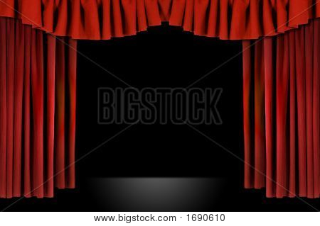 Rode Horozontal gedrapeerd theater gordijnen