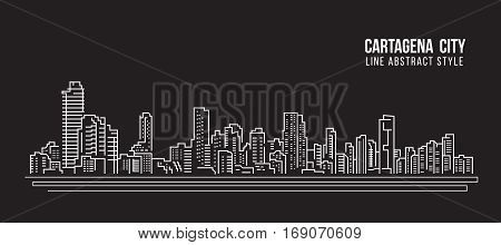 Cityscape Building Line art Vector Illustration design - Cartagena city