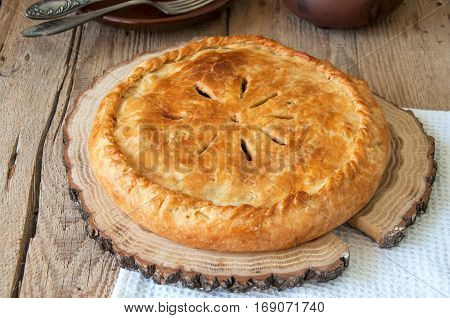 Flacky Dough Pie With Meat And Vegetables