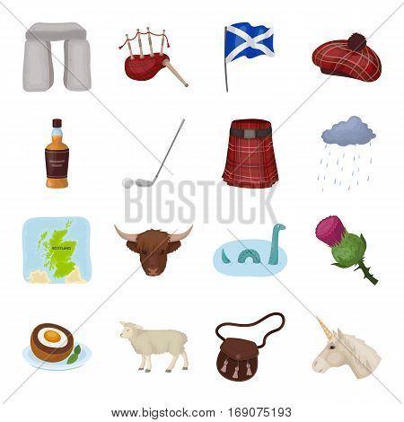 Scotland country set icons in cartoon design. Big collection of Scotland country vector symbol stock illustration