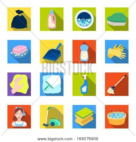 Cleaning set icons in flat design. Big collection of cleaning vector symbol stock illustration