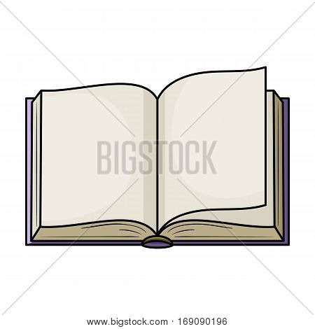 Opened book icon in cartoon design isolated on white background. Books symbol stock vector illustration.
