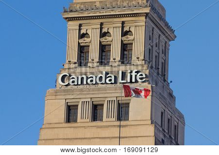 Toronto, Canada - December 20, 2016: Headquarters of the Canada Life insurance company