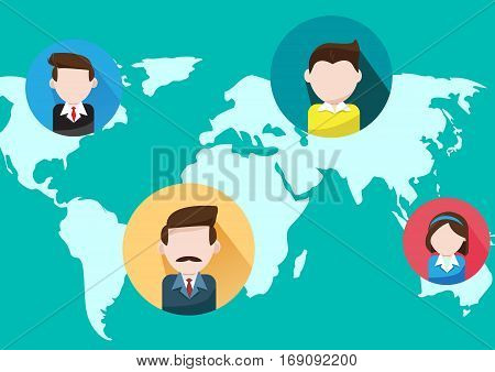 Global Communications and business people on world map