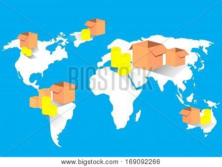 E Business concept shopping online in world background