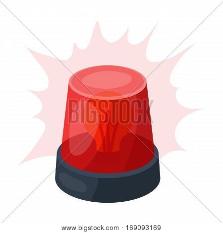 Emergency rotating beacon light icon in cartoon design isolated on white background. Police symbol stock vector illustration.