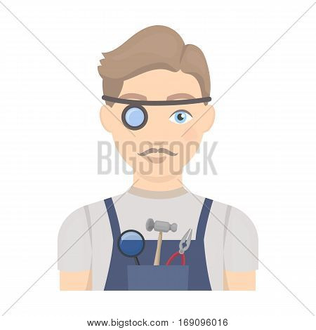 Jeweler icon in cartoon design isolated on white background. Precious minerals and jeweler symbol stock vector illustration.