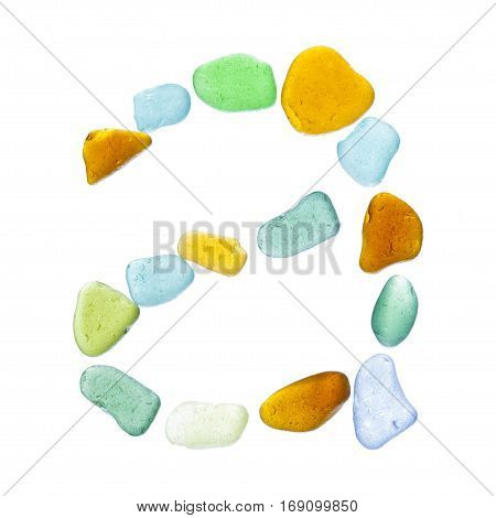 backlit sea glass pieces mosaic drop cap letters