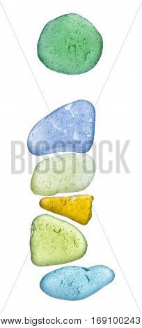Sea Glass Peices On White