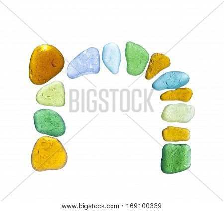 Sea Glass Peices On White