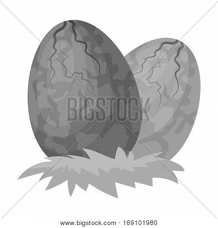 Eggs of dinosaur icon in monochrome design isolated on white background. Dinosaurs and prehistoric symbol stock vector illustration.