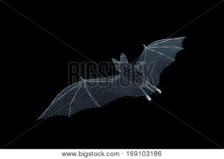 Giant Bat in Hologram Wireframe Style. Nice 3D Rendering