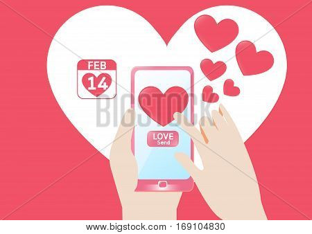 Vector Concept design send heart in Valentine's Day