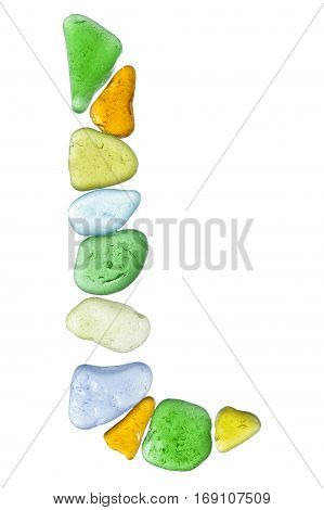 sea glass letters isolated on white background