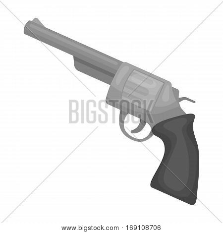 Revolver icon in monochrome design isolated on white background. Rodeo symbol stock vector illustration.