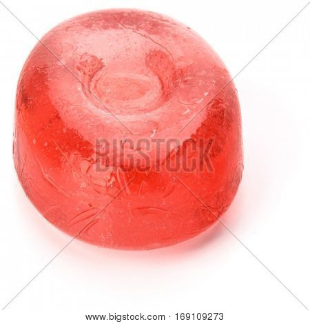 One fruit hard sugar candy,  boiled sweet or sugar plum isolated on white background cutout.
