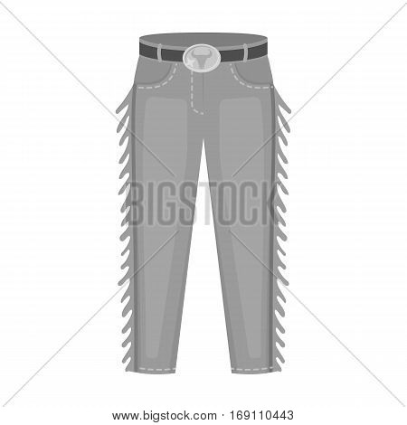 Cowboy jeans icon in monochrome design isolated on white background. Rodeo symbol stock vector illustration.