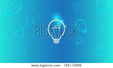 vector background concept bulb light idea in blue