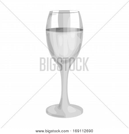Glass of white wine icon in monochrome design isolated on white background. Wine production symbol stock vector illustration.