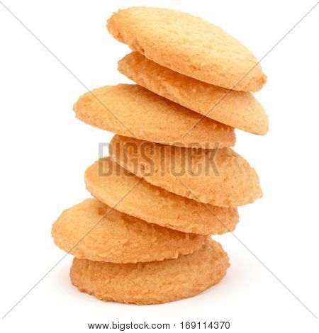 stacked short pastry cookies isolated on white background