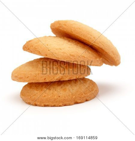 stacked short pastry cookies isolated on white background