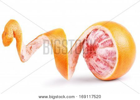 Grapefruit citrus fruit with half isolated on white with clipping path