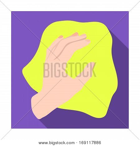 Cleaning by rag icon in flat design isolated on white background. Cleaning symbol stock vector illustration.