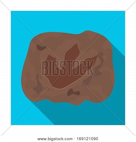 Rock with dinosaur footprint icon in flat design isolated on white background. Dinosaurs and prehistoric symbol stock vector illustration.
