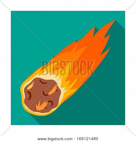 Flame meteorite icon in flat design isolated on white background. Dinosaurs and prehistoric symbol stock vector illustration.