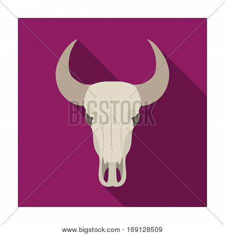 Bull skull icon in flat design isolated on white background. Rodeo symbol stock vector illustration.