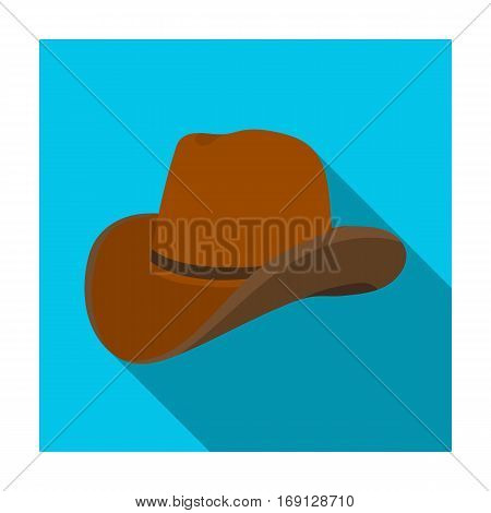 Cowboy hat icon in flat design isolated on white background. Rodeo symbol stock vector illustration.