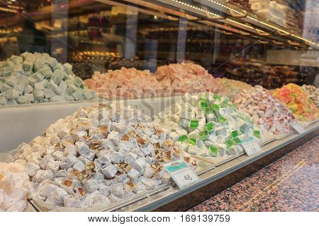 Turkish Delight Candies In Storefront