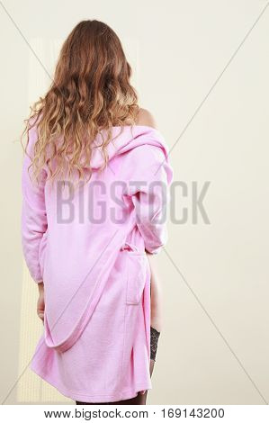 Seductive Lady In Dressing Gown.