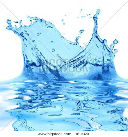 Des étincelles de l'eau bleue sur un fond blanc...