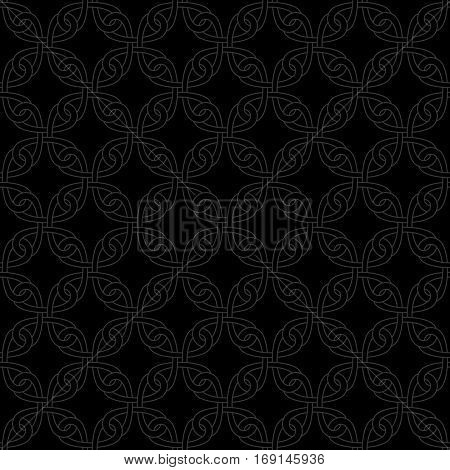 Neutral Seamless Linear Pattern. Tileable Geometric Outline Ornate. Celtic Knotwork Vector Background.