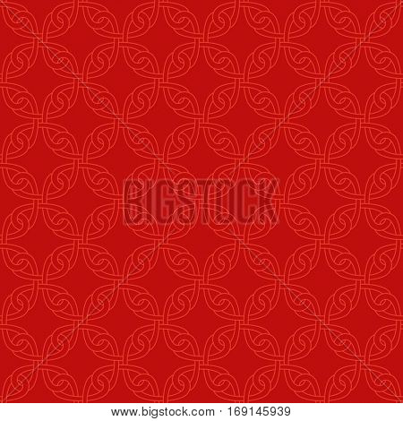 Neutral Seamless Linear Pattern. Tileable Geometric Outline Ornate. Celtic Knotwork Vector Background.
