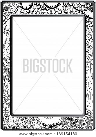 Frame zentangle Floral hand drawn Vector image