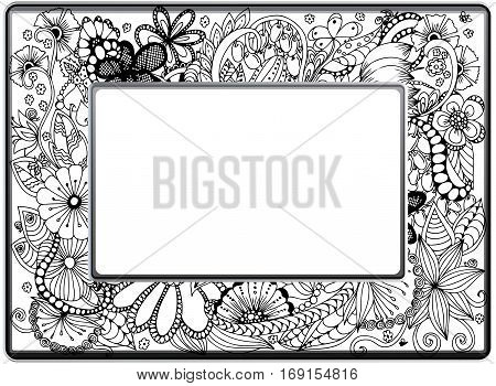 Frame zentangle Floral hand drawn Vector image