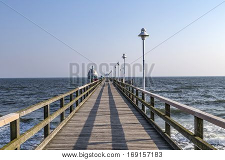 Pier, Vineta Bridge And Submarine At Zinnowitz