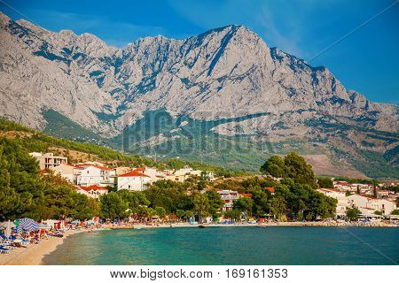 beautiful view of the coastline in Baska Voda resort Croatia